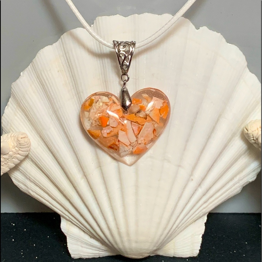 Crushed Crab Shell Pendant and Necklace